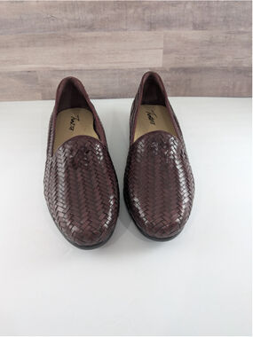 Trotters Woven Leather Loafers Burgundy Woven Size 9.5N